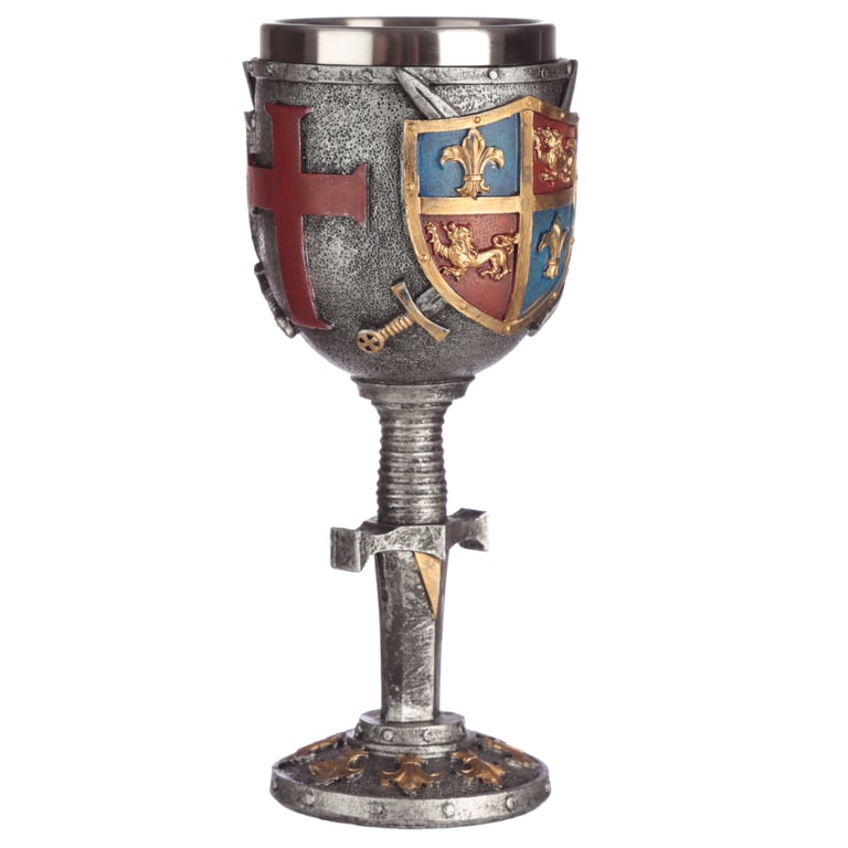 Resin and Stainless Steel Coat of Arms Goblet - Elegant Home Decoration Collectible Glassware