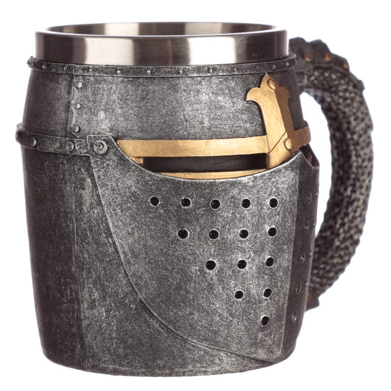 Medieval Helmet & Chain Mail Decorative Tankard - Resin and Stainless Steel