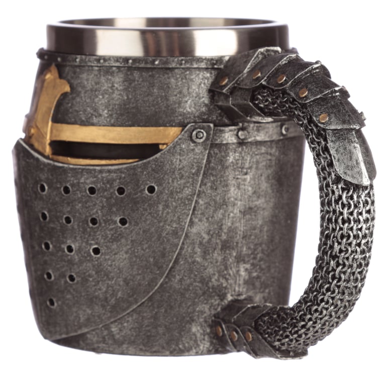 Medieval Helmet & Chain Mail Decorative Tankard - Resin and Stainless Steel