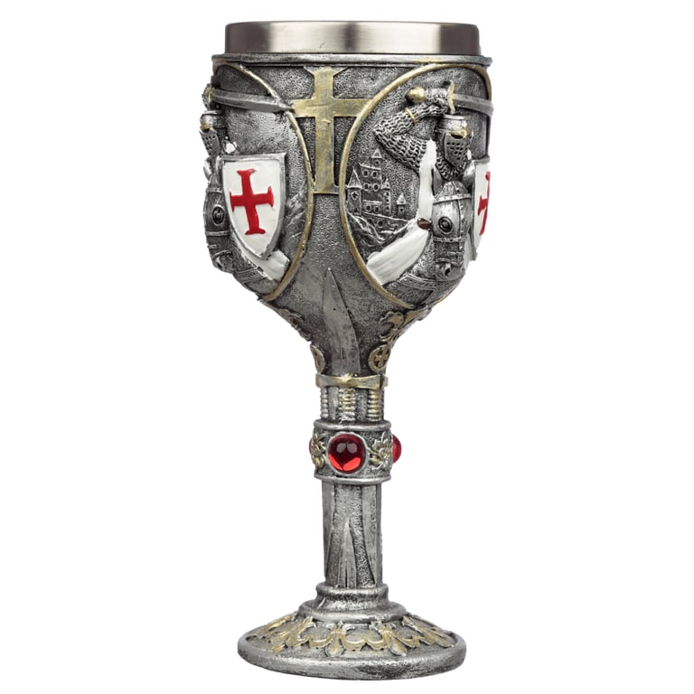 Collectable Decorative Crusader Knight Goblet - Resin and Stainless Steel Wine Tumbler Glass