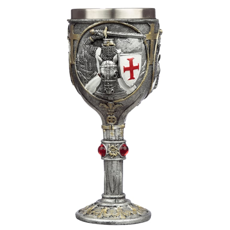 Collectable Decorative Crusader Knight Goblet - Resin and Stainless Steel Wine Tumbler Glass