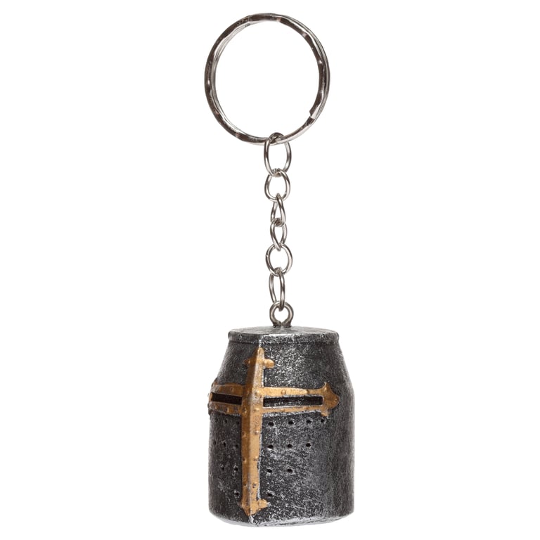 Medieval Knight Helmet Resin and Metal Keychain Novelty Decoration