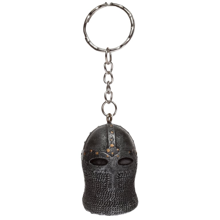 Medieval Knight Helmet Resin and Metal Keychain Novelty Decoration
