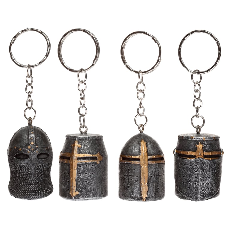 Medieval Knight Helmet Resin and Metal Keychain Novelty Decoration