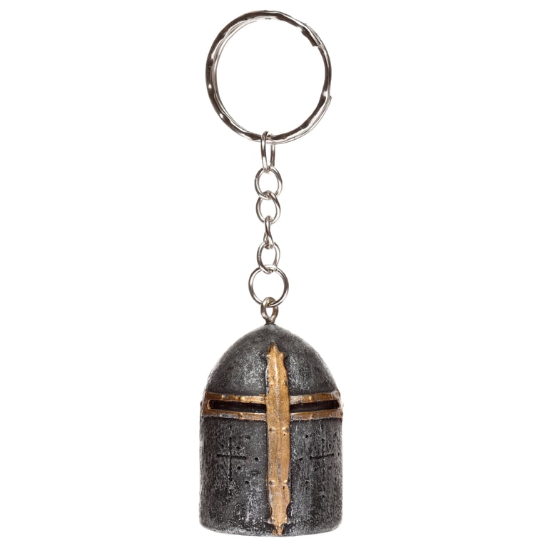 Medieval Knight Helmet Resin and Metal Keychain Novelty Decoration