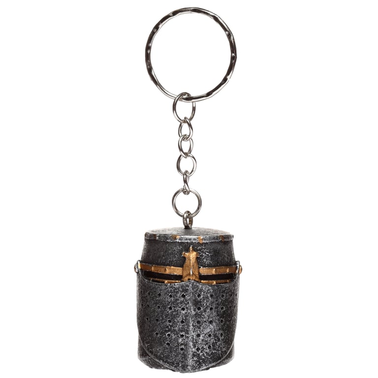 Medieval Knight Helmet Resin and Metal Keychain Novelty Decoration