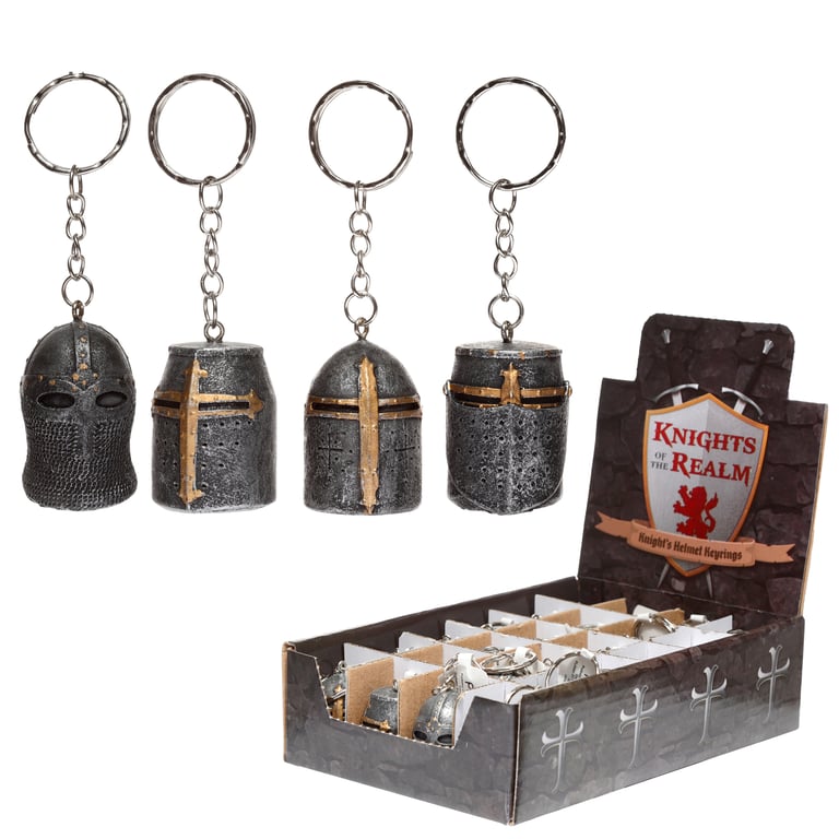 Medieval Knight Helmet Resin and Metal Keychain Novelty Decoration