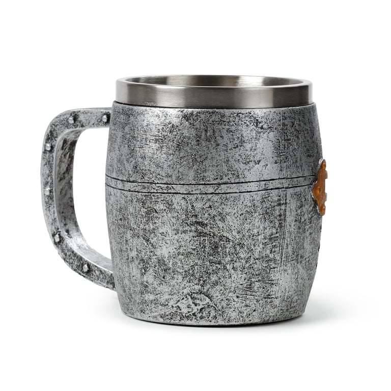 Medieval Knight Silver & Gold Helmet Resin Tankard - Decorative Home Accent