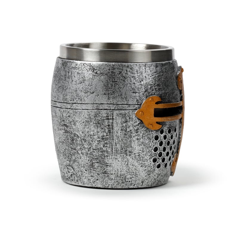Medieval Knight Silver & Gold Helmet Resin Tankard - Decorative Home Accent