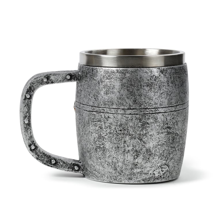 Medieval Knight Silver & Gold Helmet Resin Tankard - Decorative Home Accent