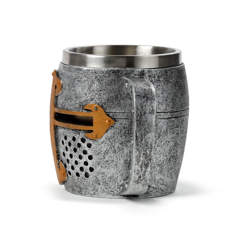 Medieval Knight Silver & Gold Helmet Resin Tankard - Decorative Home Accent