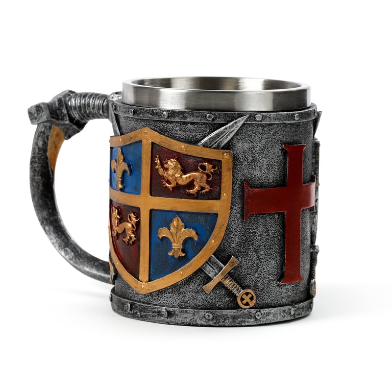 Decorative Tankard - Coat of Arms Resin & Stainless Steel Home Decor