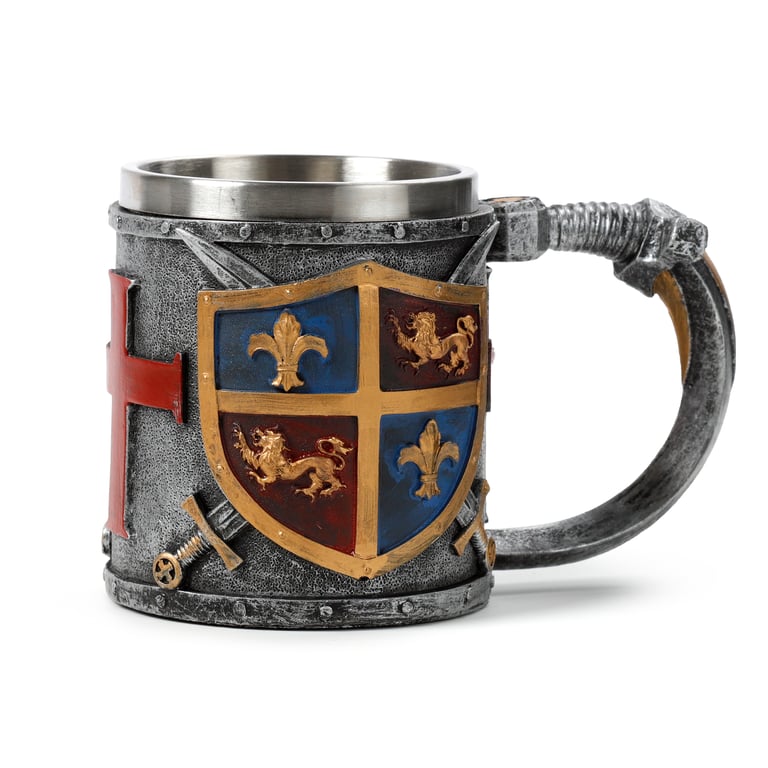 Decorative Tankard - Coat of Arms Resin & Stainless Steel Home Decor