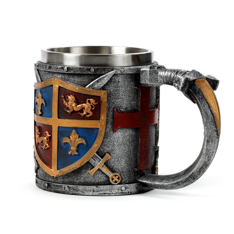 Decorative Tankard - Coat of Arms Resin & Stainless Steel Home Decor