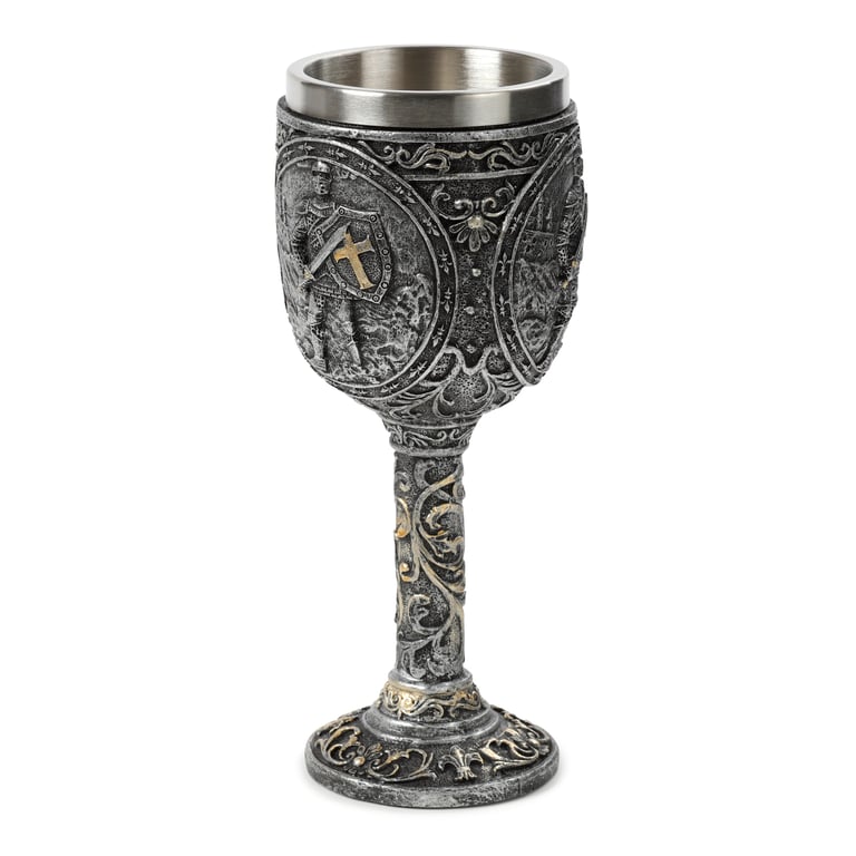 Resin and Stainless Steel Decorative Knight Castle Goblet - Wine Glass Decoration