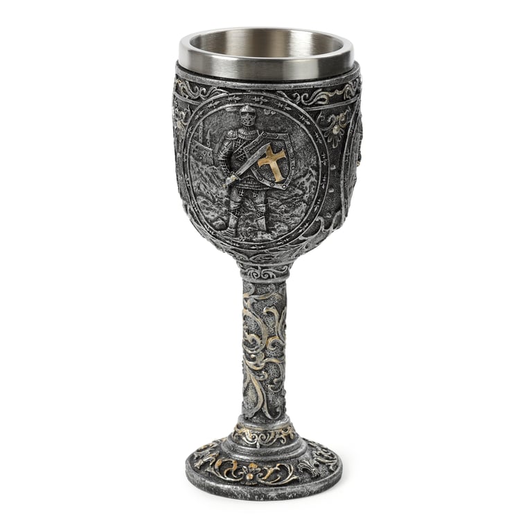 Resin and Stainless Steel Decorative Knight Castle Goblet - Wine Glass Decoration
