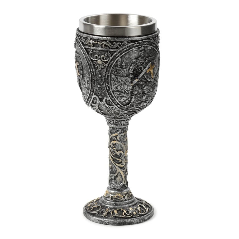 Resin and Stainless Steel Decorative Knight Castle Goblet - Wine Glass Decoration