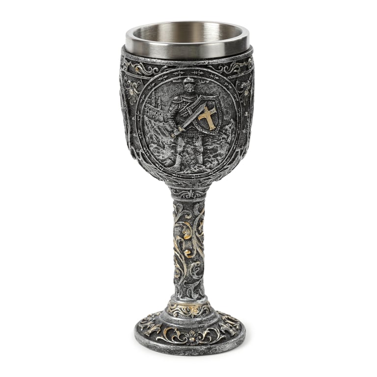 Resin and Stainless Steel Decorative Knight Castle Goblet - Wine Glass Decoration
