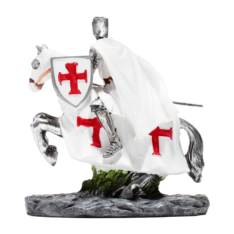 Fantasy Knight Ornament - Resin Crusader Defender on Horseback Statue