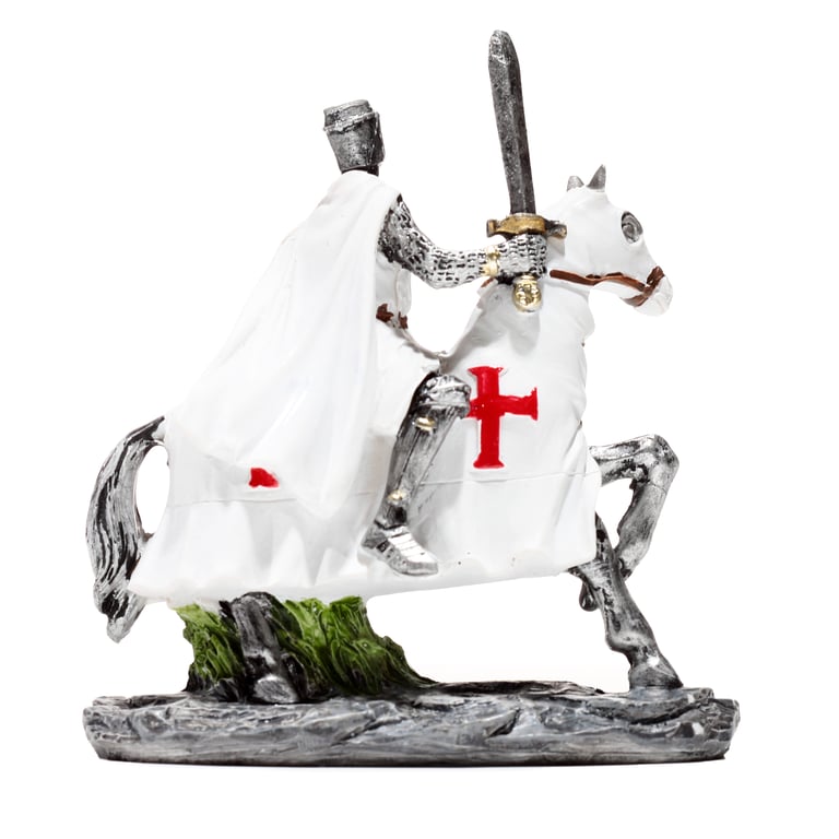 Fantasy Knight Ornament - Resin Crusader Defender on Horseback Statue