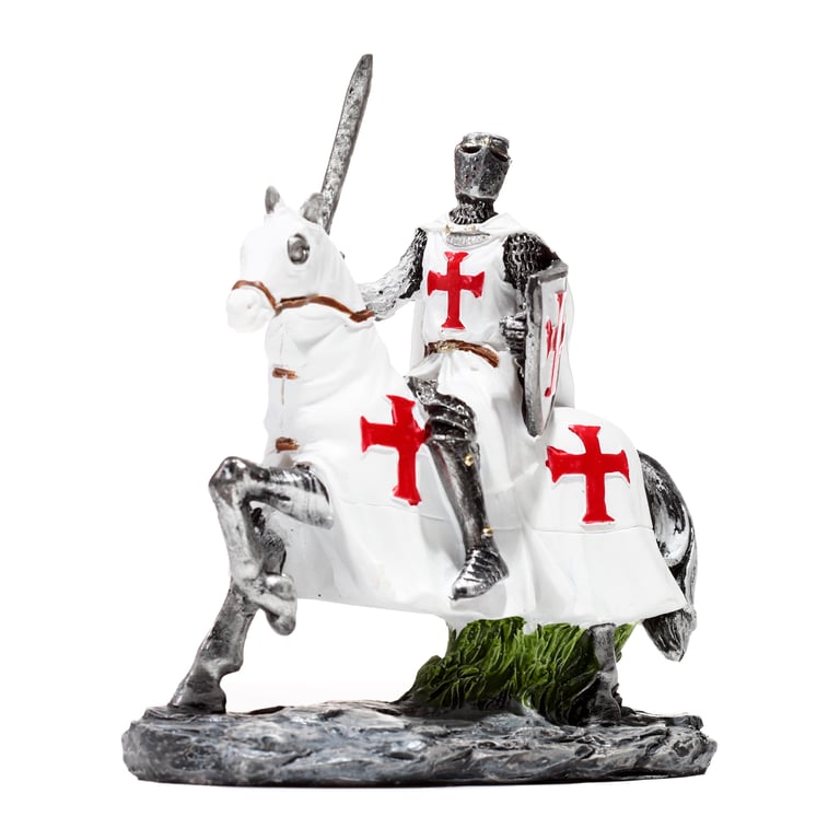 Fantasy Knight Ornament - Resin Crusader Defender on Horseback Statue