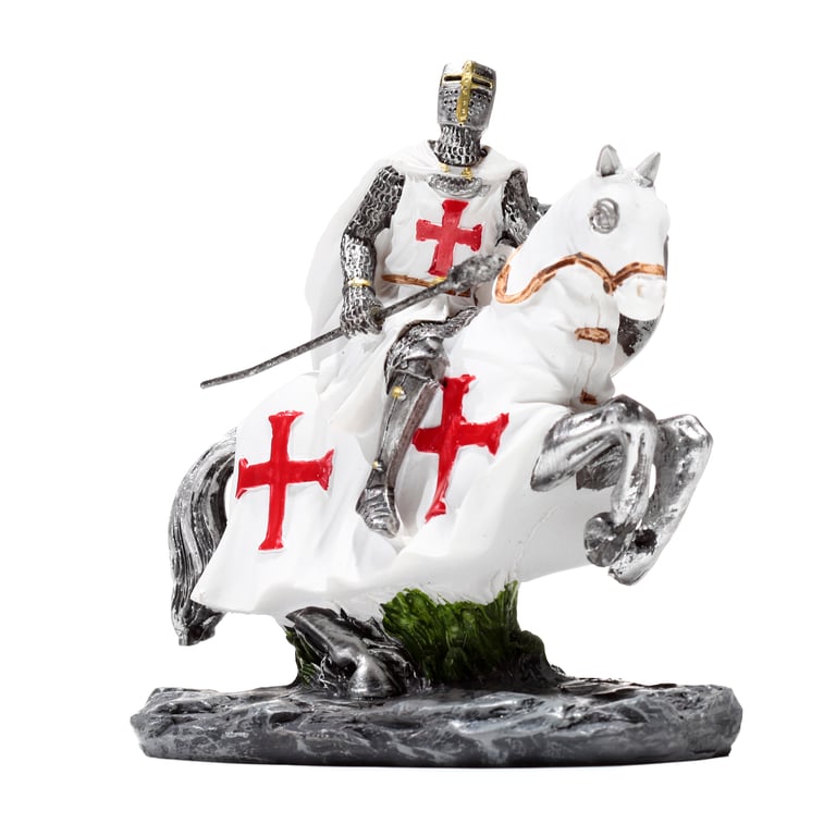 Fantasy Knight Ornament - Resin Crusader Defender on Horseback Statue