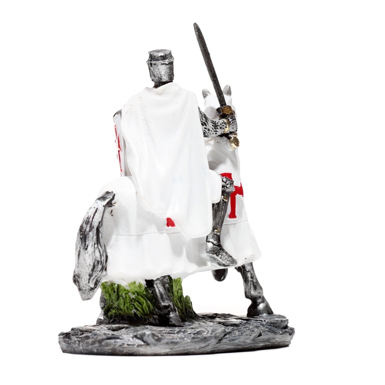 Fantasy Knight Ornament - Resin Crusader Defender on Horseback Statue