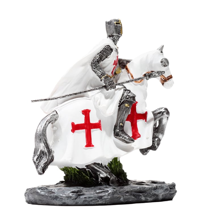 Fantasy Knight Ornament - Resin Crusader Defender on Horseback Statue