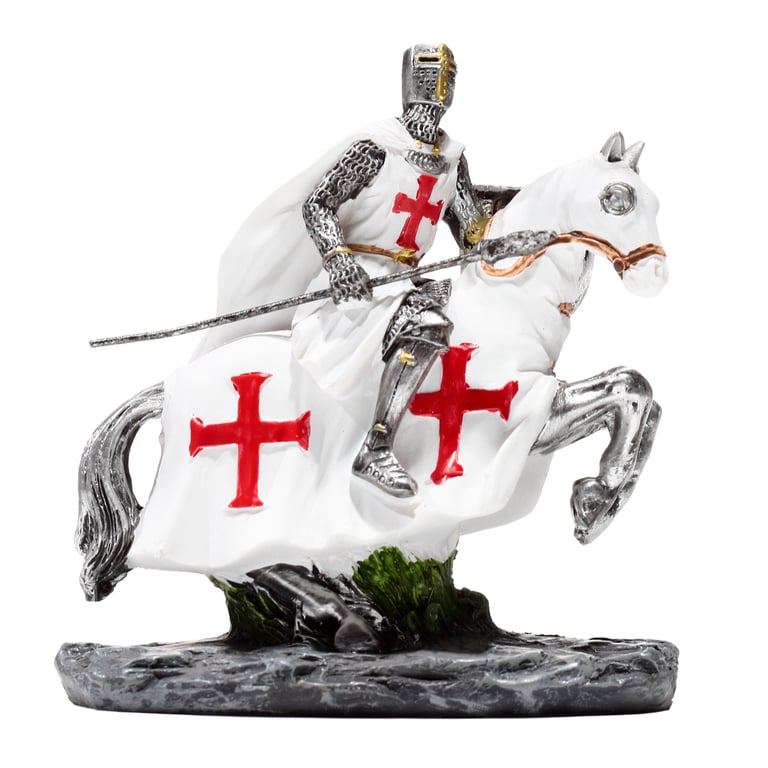 Fantasy Knight Ornament - Resin Crusader Defender on Horseback Statue