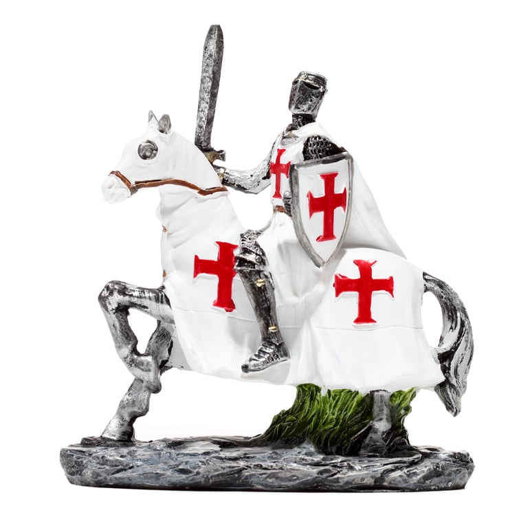 Fantasy Knight Ornament - Resin Crusader Defender on Horseback Statue