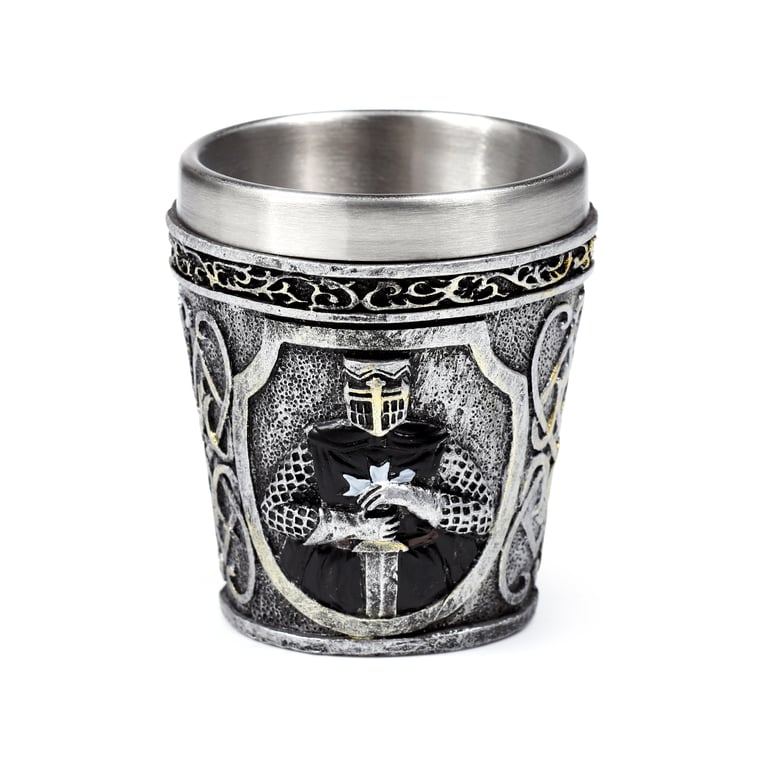 Medieval Black Knight Resin & Stainless Steel Decorative Shot Glass - Wipe Clean Only