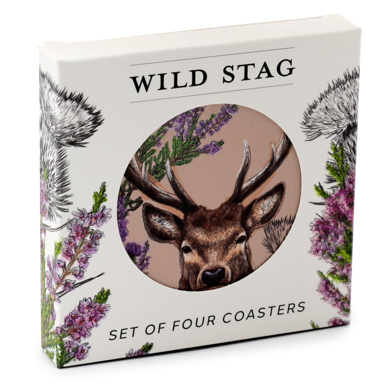 Wild Stag Cork Coasters - Set of 4 Kitchen Novelty Home Decor