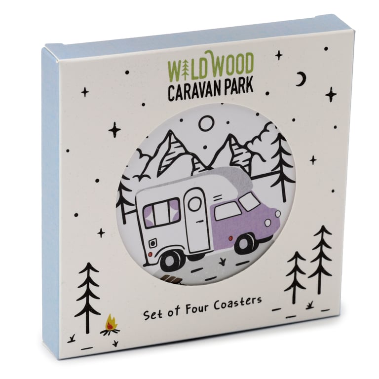 Wildwood Caravan Cork Coasters - Set of 4 Natural Home Decor Essentials