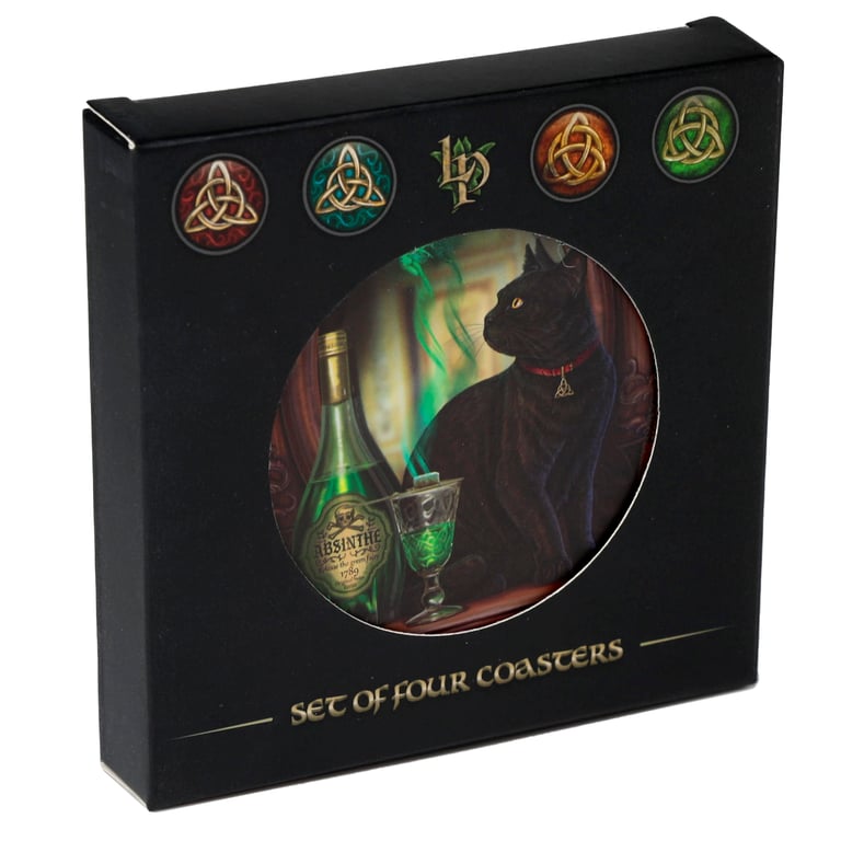 Lisa Parker Magic Cats Licensed Cork Coasters - Set of 4 Home Decor Novelty Cat Design