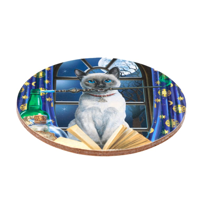 Lisa Parker Magic Cats Licensed Cork Coasters - Set of 4 Home Decor Novelty Cat Design