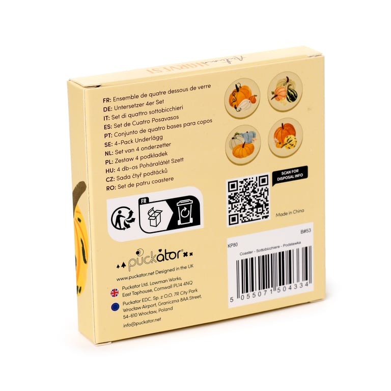 Set of 4 Autumn Harvest Cork Coasters - Seasonal Paper Protection
