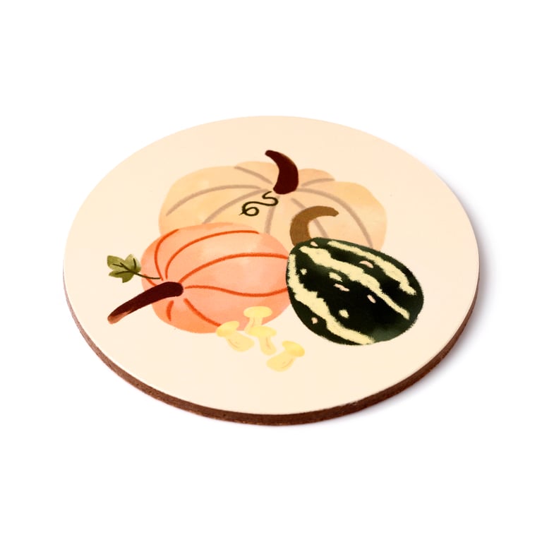 Set of 4 Autumn Harvest Cork Coasters - Seasonal Paper Protection