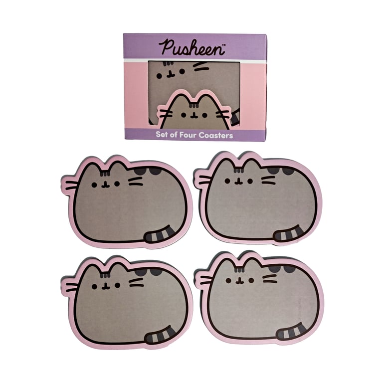 Pusheen Cat Cork Coasters - Licensed Home Decor Set of 4