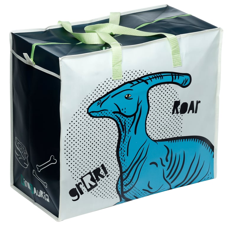 Dinosauria Laundry & Storage Bag - Durable Laminated Polypropylene Construction with Easy Carry Handles