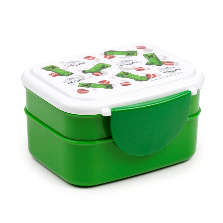 Minecraft Creeper & TNT Bento Clip Lock Lunch Box - Polypropylene, BPA Free, Food Safe