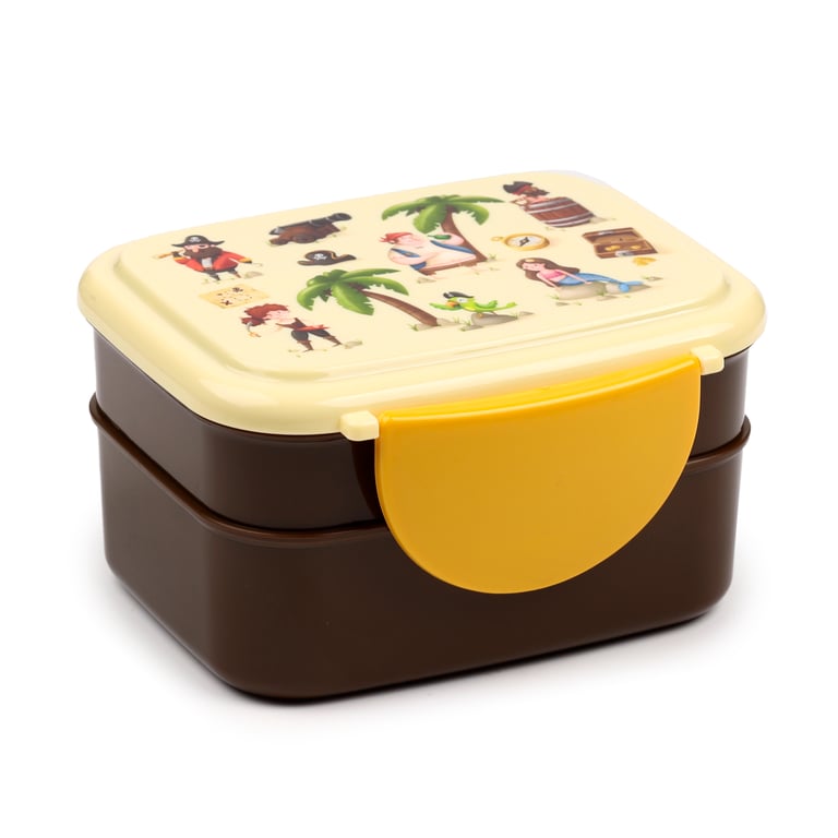 Bento Clip Lock Lunch Box - Jolly Rogers Pirates, Polypropylene & BPA Free, Food Safe