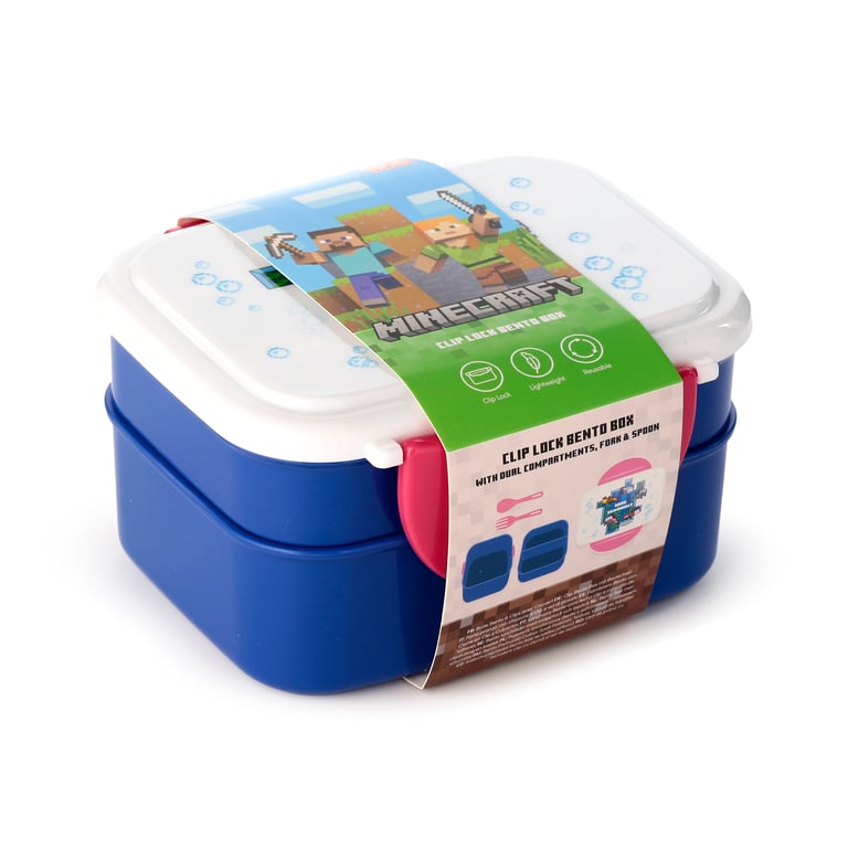 Minecraft Axolotl Bento Clip Lock Lunch Box - BPA Free & Food Safe Polypropylene