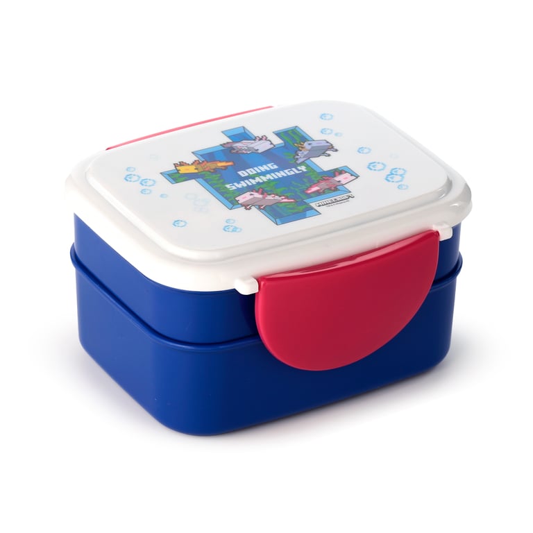 Minecraft Axolotl Bento Clip Lock Lunch Box - BPA Free & Food Safe Polypropylene