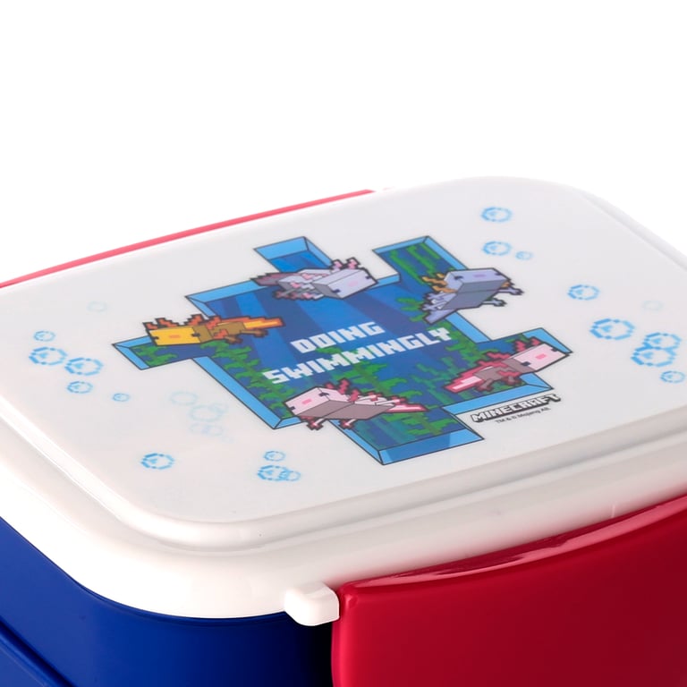 Minecraft Axolotl Bento Clip Lock Lunch Box - BPA Free & Food Safe Polypropylene