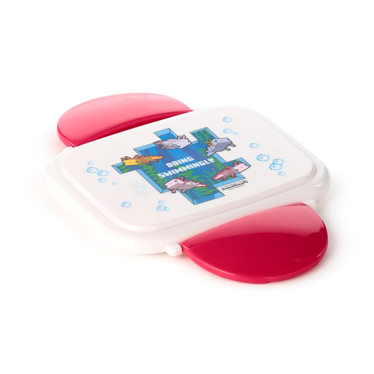 Minecraft Axolotl Bento Clip Lock Lunch Box - BPA Free & Food Safe Polypropylene