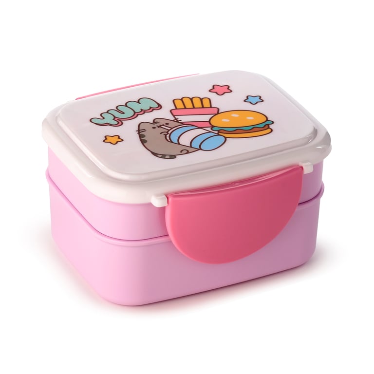 Pusheen Cat Core Bento Clip Lock Lunch Box - Polypropylene Food Storage with Cutlery