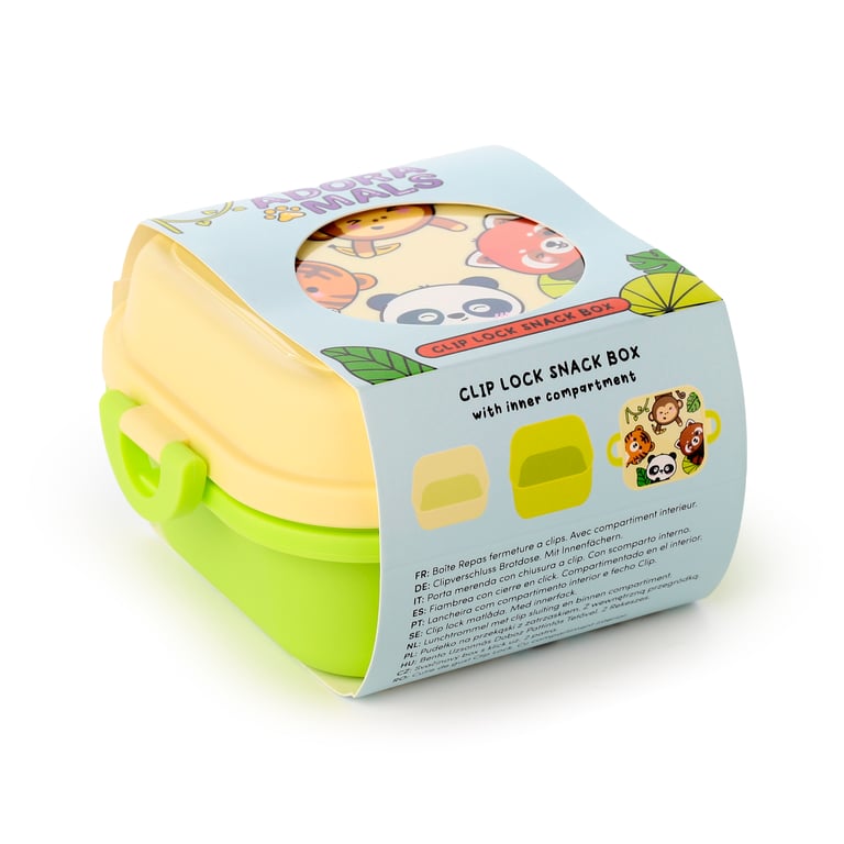 Bento Clip Lock Snack Lunch Box - Polypropylene & Silicone, Microwave Safe, Food Grade
