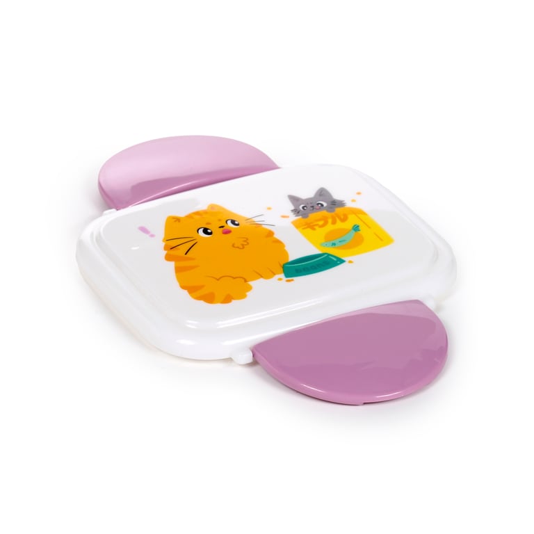 Polypropylene Bento Clip Lock Lunch Box with Cutlery - Cats Themed, Food Safe & BPA Free