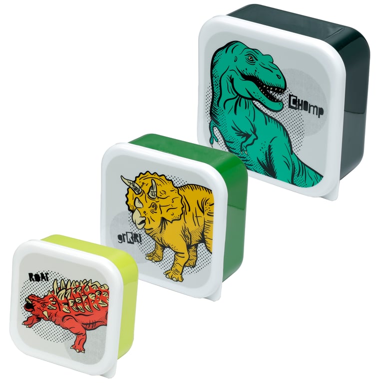 Dinosauria Polypropylene Lunch Boxes Set of 3 - BPA Free & Stackable