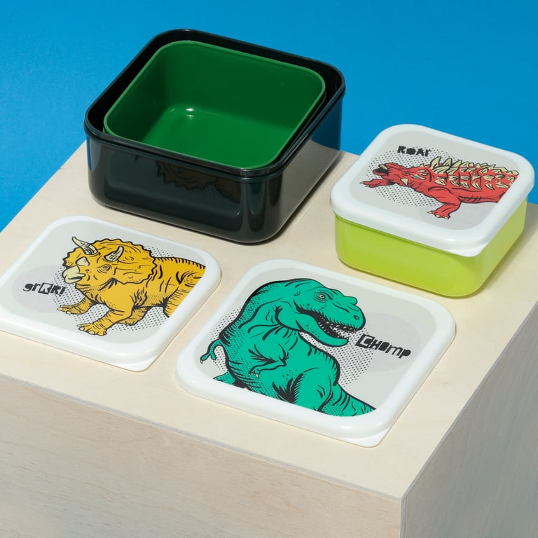 Dinosauria Polypropylene Lunch Boxes Set of 3 - BPA Free & Stackable